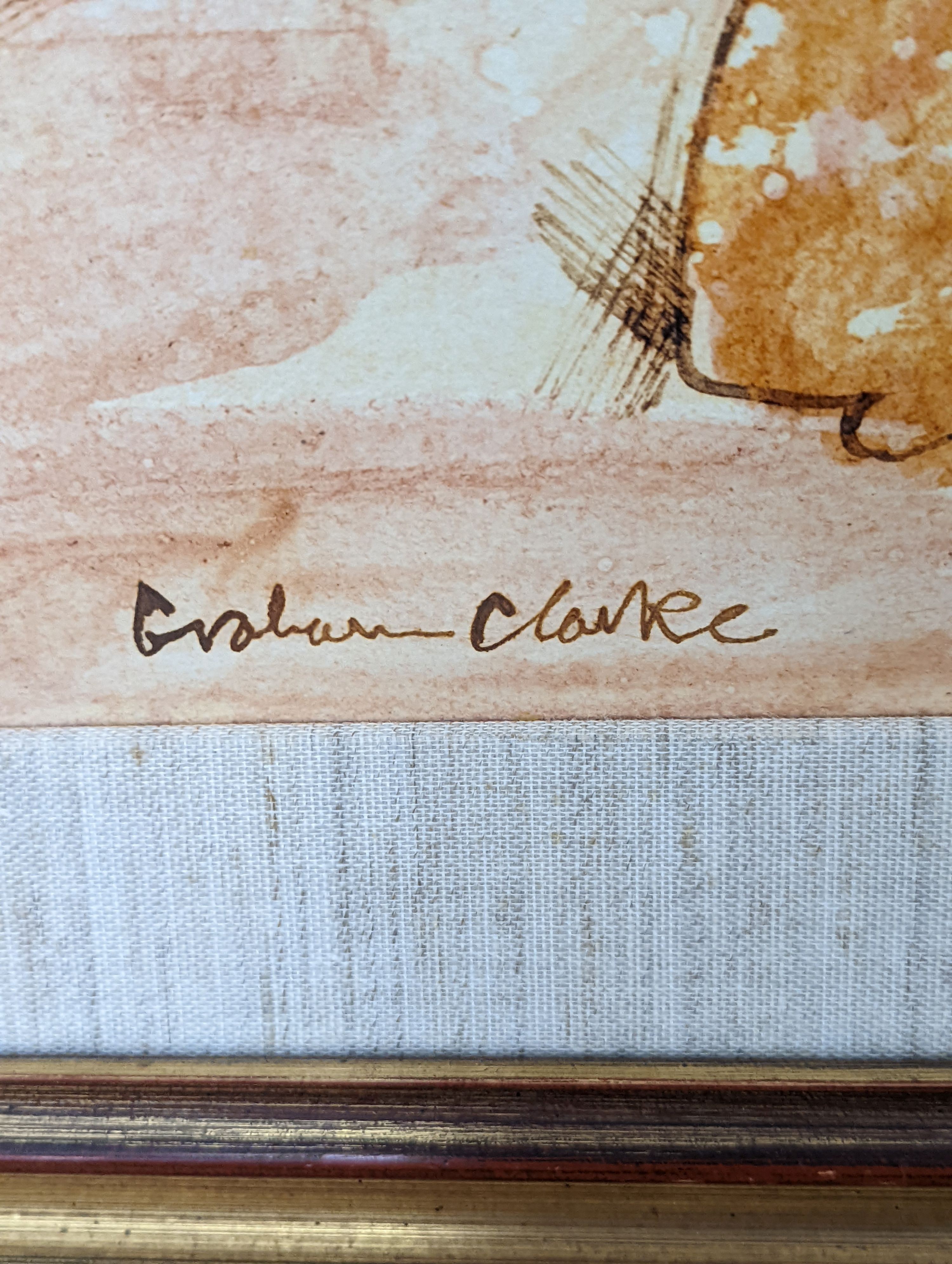 Graham Clarke (b.1941), ink and watercolour, 'The Green Boot', signed, 56 x 88cm